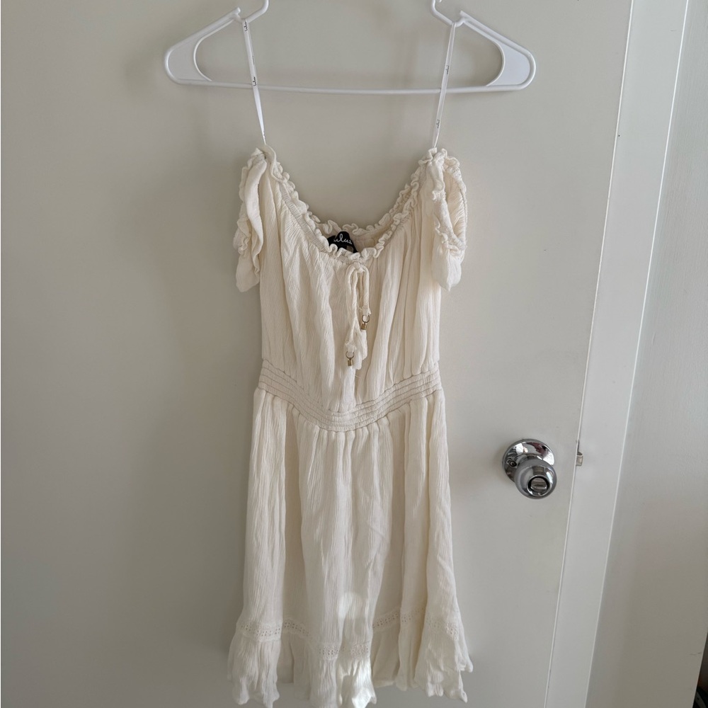 Lulu's Ivory Ruffle Off Shoulder Dress 🤍
